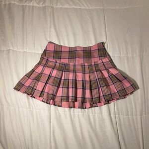 Current Mood XS Pink Plaid Skirt